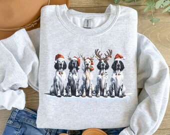 Camiseta navideña para amantes de los perros English Setter, sudadera para amantes de los perros, regalo para amantes de los perros, suéter navideño feo, regalos de Navidad para ella