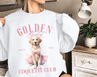 Golden retriever roze strik roze strik shirt, balletcore hond mama sweater, hond persoon trui, esthetische hond moeder sociale club hond cadeau hare