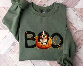 Bernese Mountain Dog Halloween Sweatshirt, Boo Pumpkin Dog Mom Gift