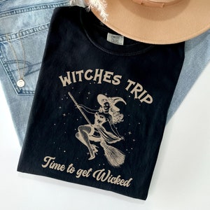 Girls Trip Salem Witch Shirt, Vintage Witchy Tshirts, Retro Comfort Colors Halloween Shirts, Group Halloween Costume, Time to Get Wicked