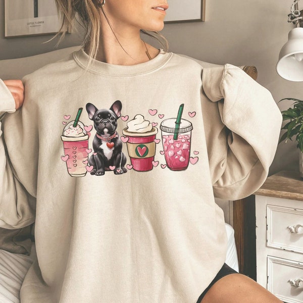 Franse Bulldog Pink Bow Sweatshirt, Frenchie Dog Shirt voor mensen Hond Moeder Persoon Cadeau Shirt Nieuwe Hond Mama Moeder Cadeau, Roze Boog Geschenken Hers