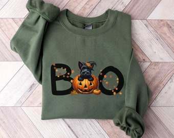 Boo Scottie Dog Halloween Sweatshirt, Dog Mom Gift