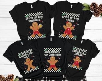20 Gingerbread Christmas Pajamas Tops, Holiday Matching Pajamas, Matching Christmas Pjs, Funny Xmas T-Shirts,Family Matched Christmas Shirts