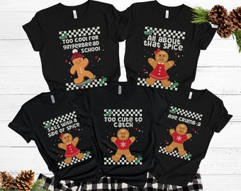 20 Gingerbread Christmas Pajamas Tops, Holiday Matching Pajamas, Matching Christmas Pjs, Funny Xmas T-Shirts,Family Matched Christmas Shirts