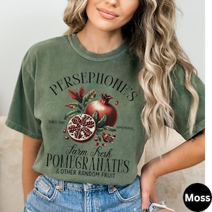 Persephone Pomegranate Shirt Gifts For Booktok Gardening Person, Greek Goddess Shirt For Mythology Lover, Farm Fresh Cottagecore Fruit Shirt