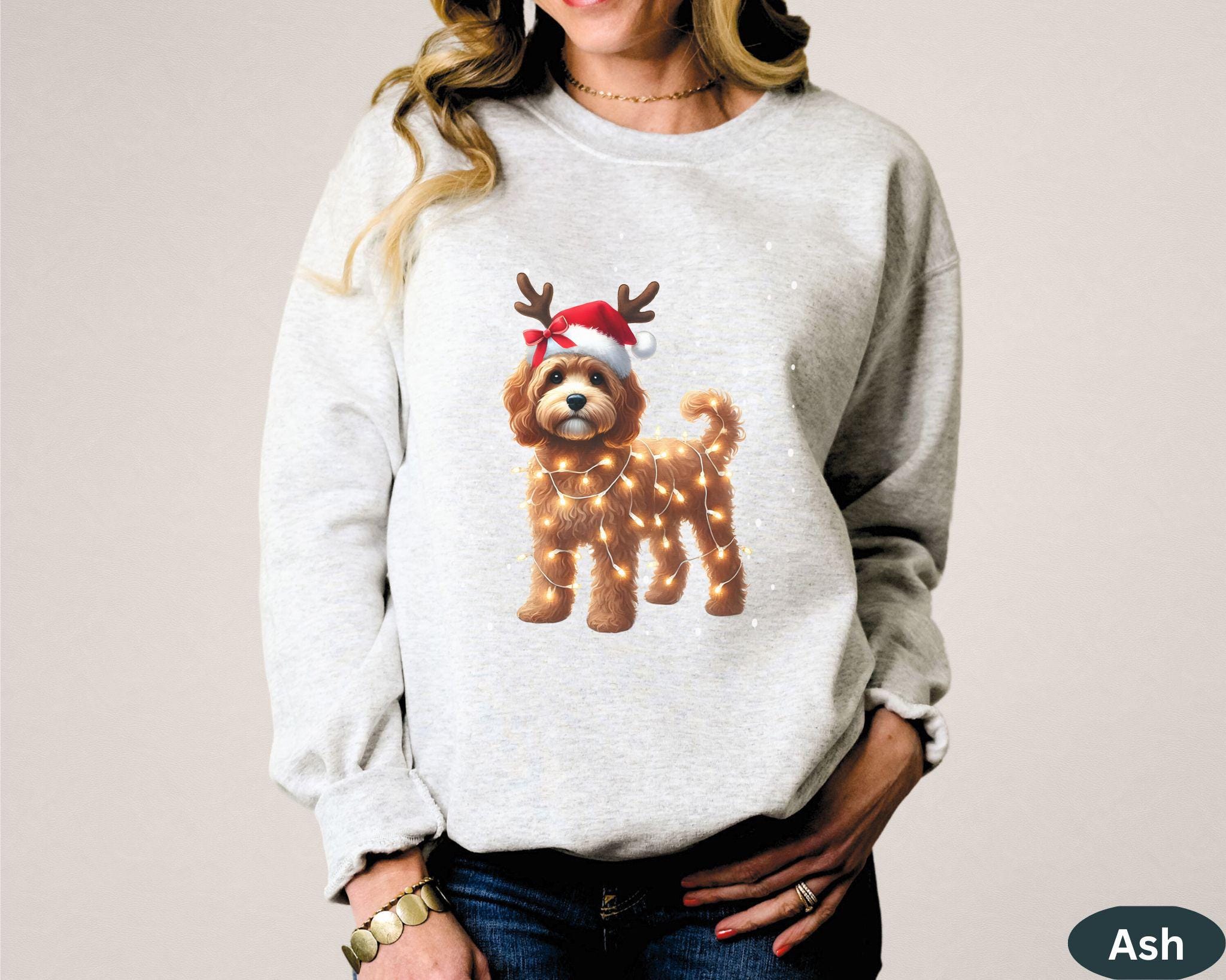 Red Cavapoo Christmas Shirt, Dog Christmas Sweatshirt, Red Cavapoo Dog ...
