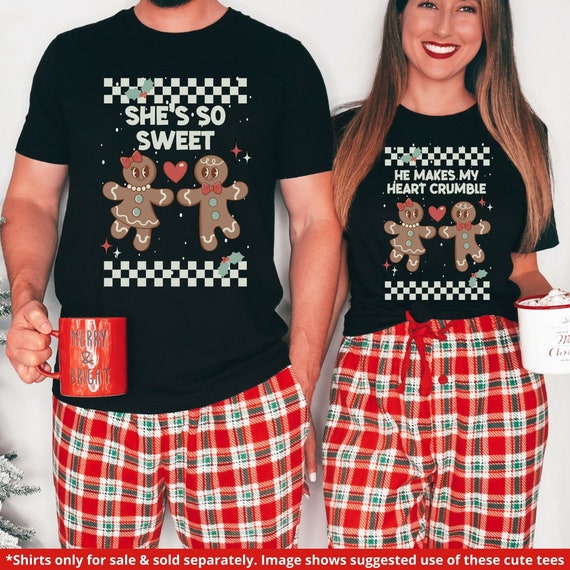 Christmas Pajamas Tops Couples Christmas Shirts Holiday Matching Pajamas His And Hers Pjs Matching Christmas Pjs Funny Xmas T Shirts