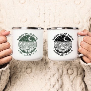 Bachelorette Party Mugs, Custom Group Camping Personalized Camp Mug, Girls Camping Weekend Trip,Cabin Weekend,Personalized Campfire Mug Gift