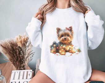Yorkie Dogs Christmas Tree T-Shirt – Yorkshire Terrier Dog Lover Unisex Tee Gift For Mom, Dad