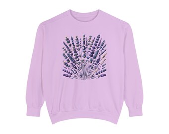 Lavender Wild Flower Sweatshirt, Cottagecore Wildflower Person Gift Floral Comfort Colors Shirt Vintage Gardening Nature Person Shirt Hers