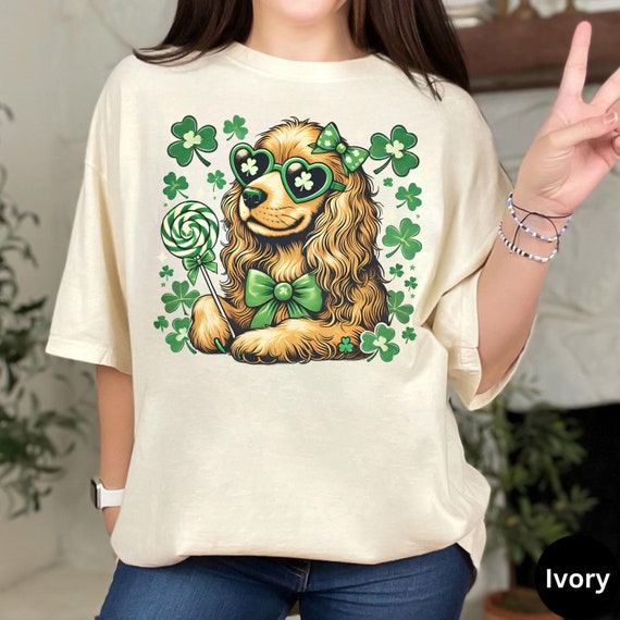 ゴールデンコッカースパニエルのセントパトリックスデーシャツ