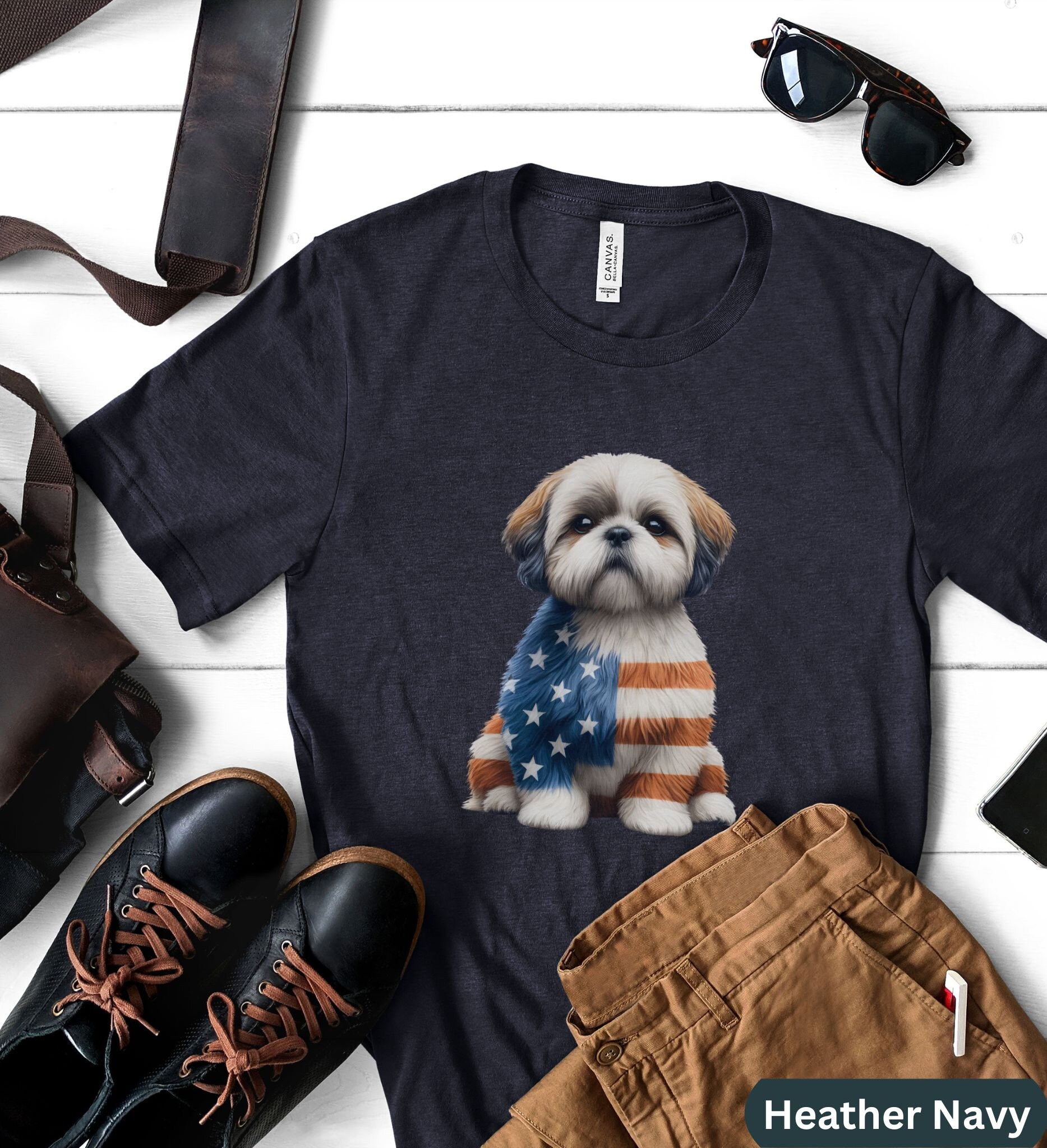 Shih Tzu Dog USA Flag T-shirt, Patriotic American 4th July Gift - Etsy