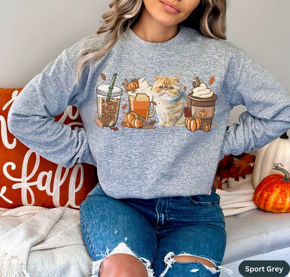 Exotic Shorthaired Cat Sweatshirt Cat Mom Cat Lover Sweatshirt Gifts cat Person Shirt cat Lovers Gift Sweater fall Pumpkin Spice Sweatshirts Etsy