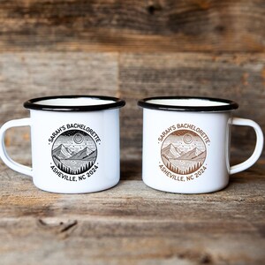 Bachelorette Party Mugs, Custom Group Camping Personalized Camp Mug, Girls Camping Weekend Trip,Cabin Weekend,Personalized Campfire Mug Gift