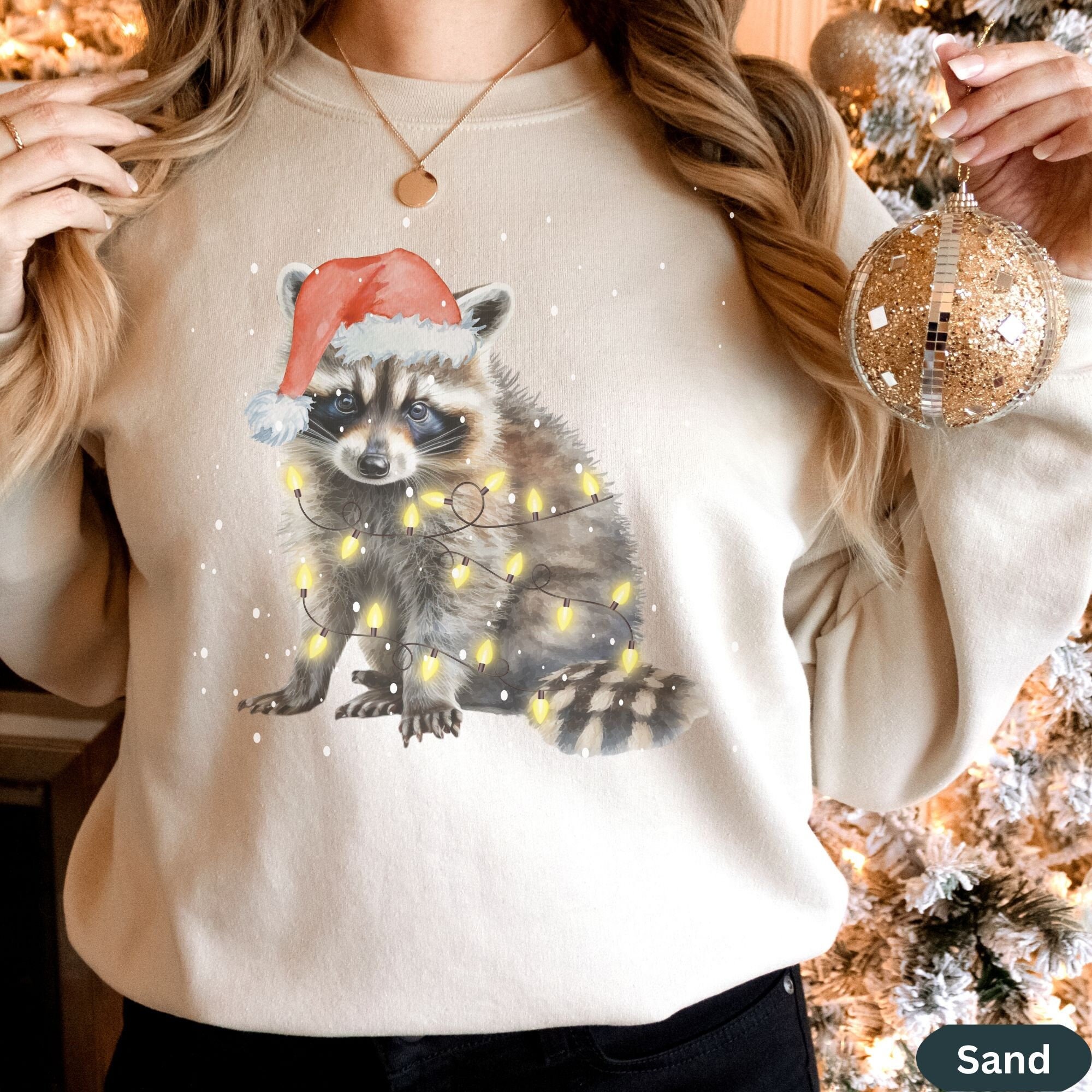 Raccoon Christmas Sweatshirt, Raccoon Person Gift Sweater, Raccoon