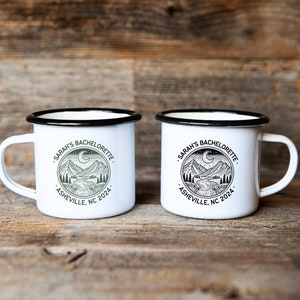Bachelorette Party Mugs, Custom Group Camping Personalized Camp Mug, Girls Camping Weekend Trip,Cabin Weekend,Personalized Campfire Mug Gift