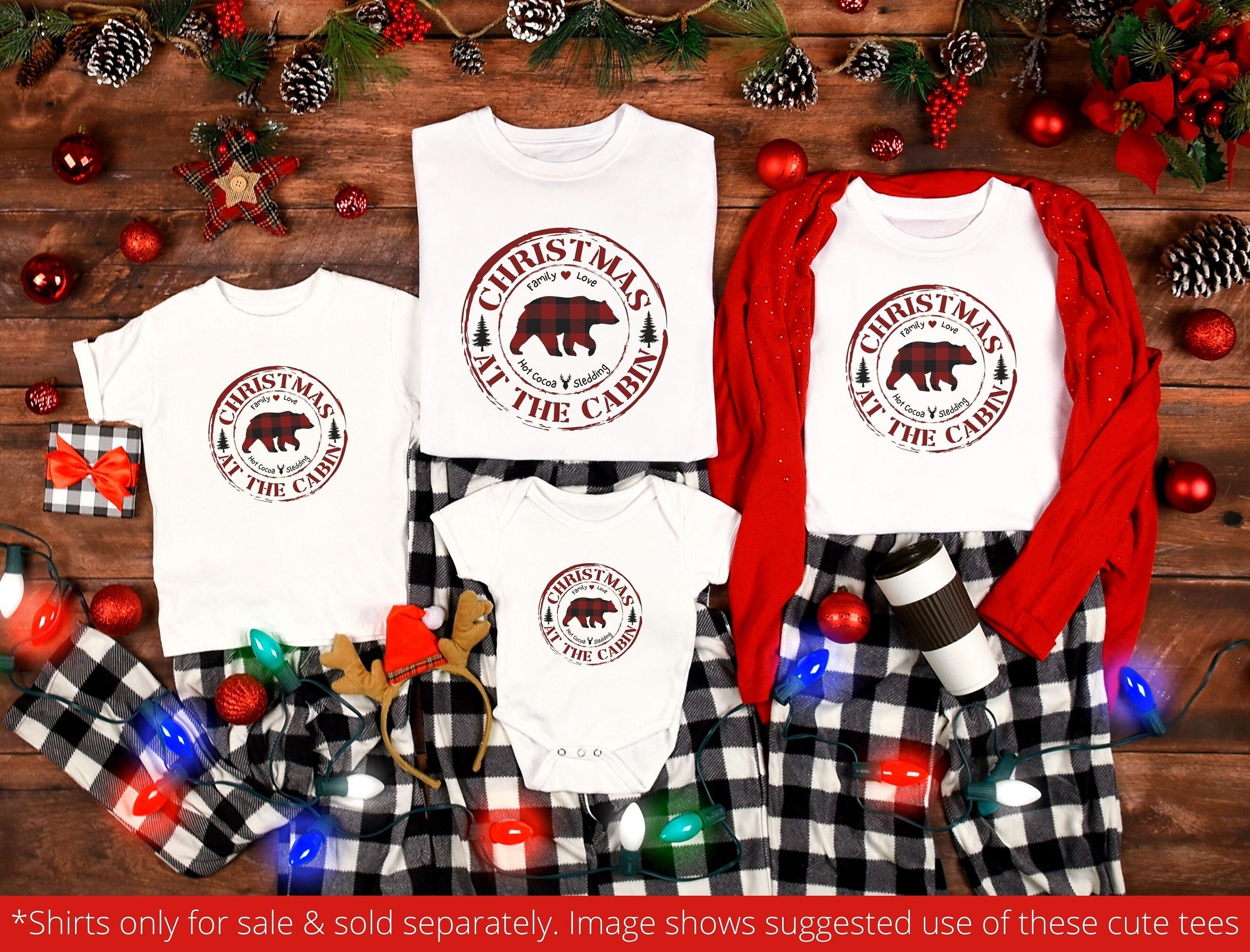 Cabin Christmas Rustic Family Christmas T Shirt, Matching Family T Shirt, Christmas at the Cabin Tshirts, Set Bear Family Tee Christmas 2025