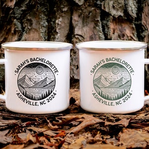 Bachelorette Party Mugs, Custom Group Camping Personalized Camp Mug, Girls Camping Weekend Trip,Cabin Weekend,Personalized Campfire Mug Gift