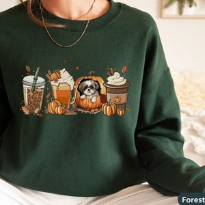Shih Tzu Pumpkin Spice Latte Sweatshirt, Halloween Dog Mom Gift - Etsy