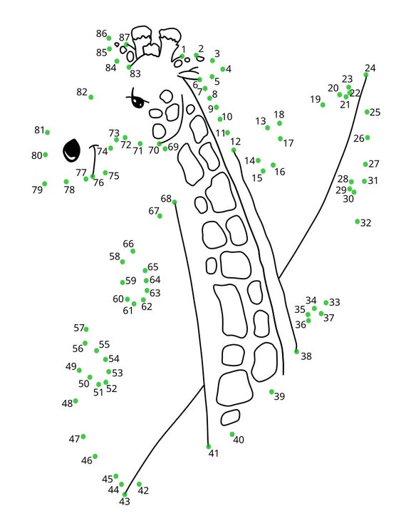 Giraffe Connect-the-dots Game Printable Digital Download - Etsy Australia