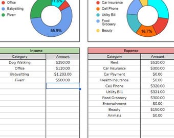 Excel Inkomst- och Utgiftsspårning: Budgetplanerare Kalkylblad (Digital Nedladdning)