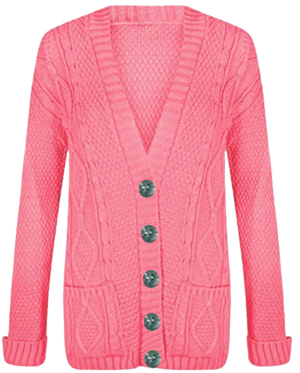 Vintage Collarless Open Front Drop Shoulder Long Sleeve Elongated Cable Knit Cardigan main image 0
