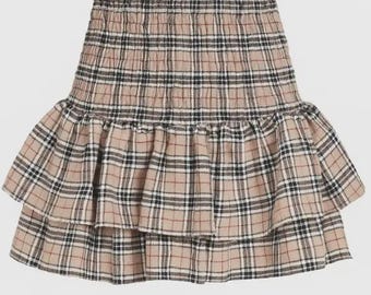 Minirok met Schotse ruit en ruches, hoog getailleerde Boho Breeze
