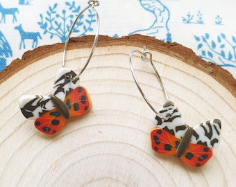 Mini Garden Tiger Moth Hoops | Dainty Butterfly Earrings | Cute Cottagecore Jewellery | Nature Jewelry