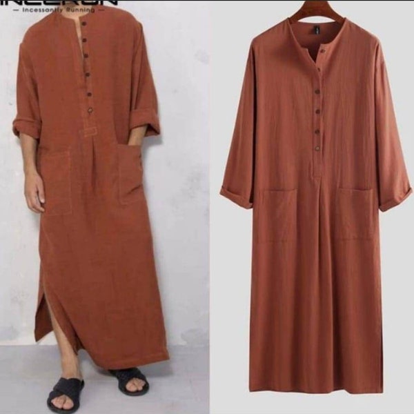 Männer Leinen Kaftan SPA MAN schwarz cool, Loose Fit Tunika für Männer Reine, weiche Qualität Leinen gute und beste Qualität