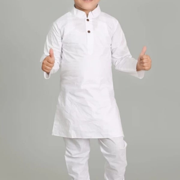 White Kids Cotton Kurta pajama, Kids Kurta pajama,Traditional Dresses for Boys Kurta, Navratri Kurta, Diwali Kurta Collection