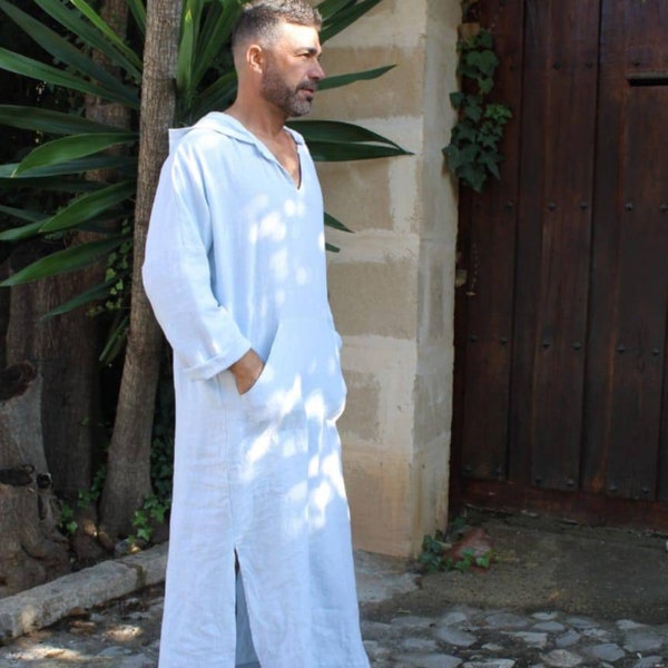 Men Linen kaftan SPA MAN white cool,Loose Fit Tunic For Men Pure Soft Quality Linen Good And Best Quality