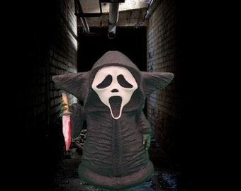 Grogu Ghostface Mashup - Handgemaltes 3D gedrucktes Horror Sammlerstück