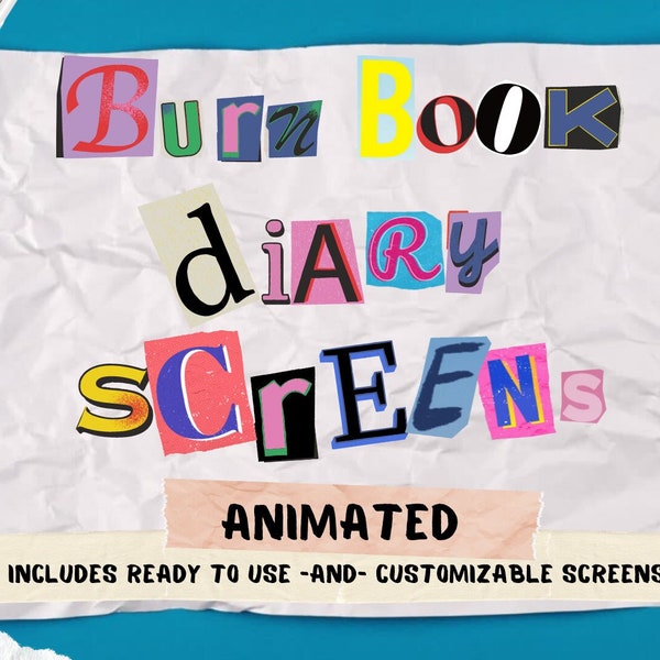 90s 00s y2k ANIMATED burn book / diary écrans inspirés pour twitch - à partir de bientôt, brb, fin de flux, hors ligne - Personnalisable dans Canva