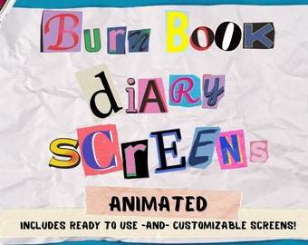 90s 00s y2k  ANIMATED burn book / diary inspired screens for twitch - starting soon, brb, stream ending, offline - Customizable in Canva