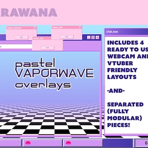 retro pastel vaporwave windows browser inspired overlays - ready to use versions and separate pieces included - webcam and vtuber friendly!