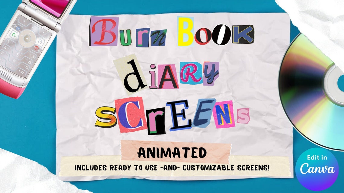 90s 00s Y2k ANIMATED Burn Book / Diary Inspired Screens for Etsy UK