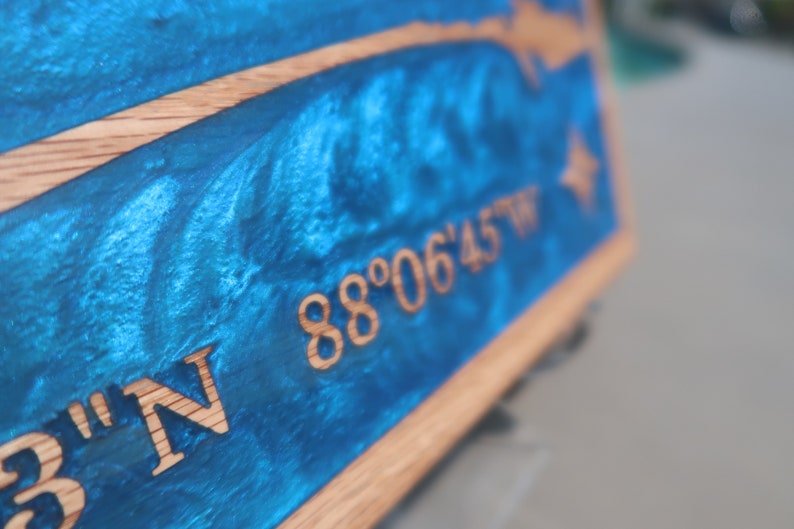 Dauphin Island Alabama Map Wood and Epoxy/resin Sign Etsy