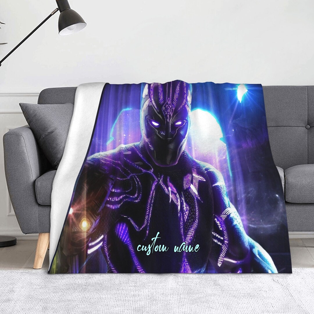 Custom Name Blanket Black Panther Blanket Baby Birthday Gift Home Decor