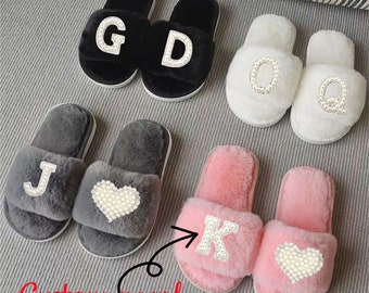 Personalized Kids Slippers Gifts for babies, christening gifts Fluffy Slippers, Flower girl Gifts,Party Gift,Wedding Gifts,Christmas gifts