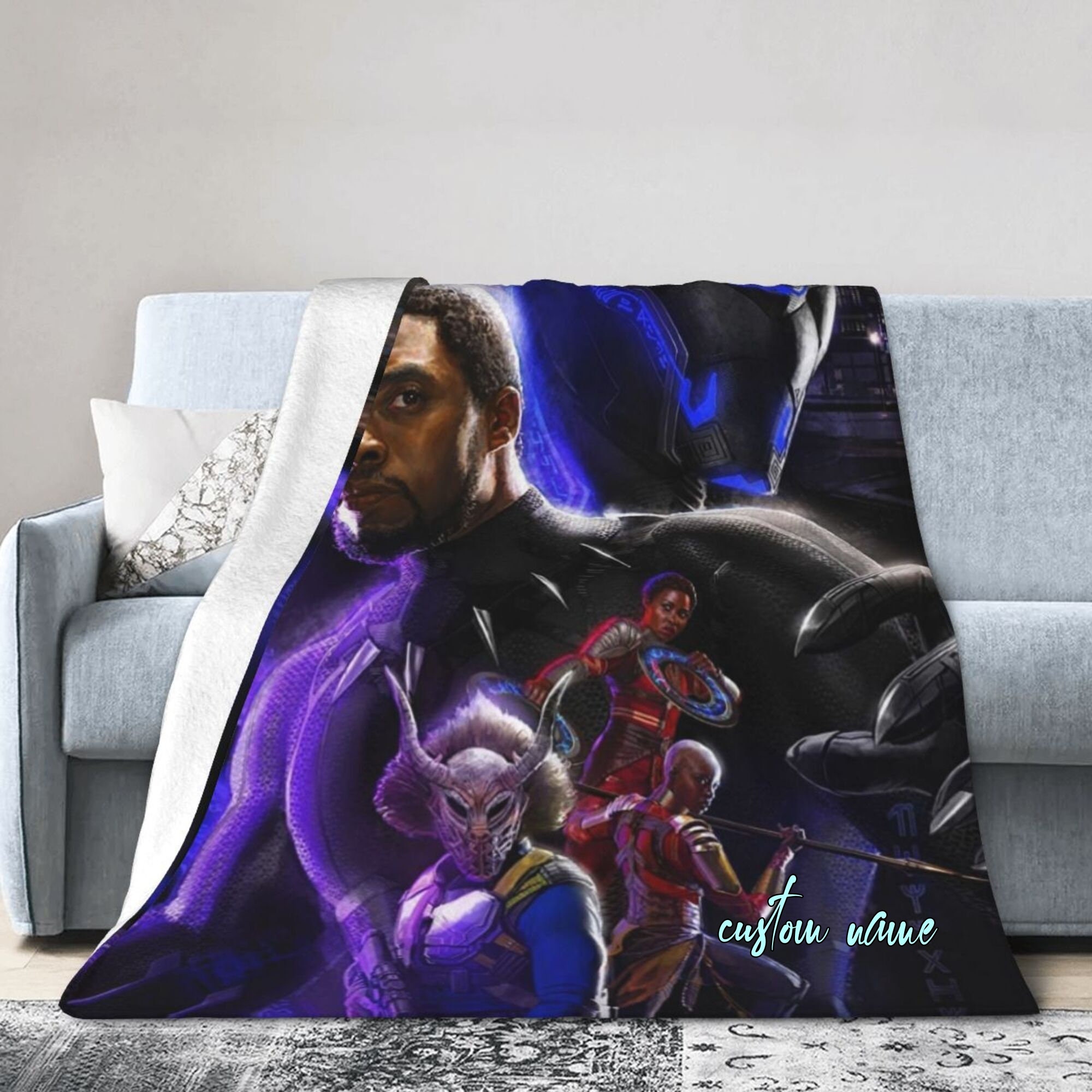 Custom Name Blanket Black Panther Blanket Baby Birthday Gift Home