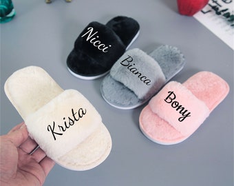 Personalised kids Birthday Fluffy slippers,Wedding Gifts,Party Slippers,Wedding Slippers,Flower girl Slippers,Christmas gifts