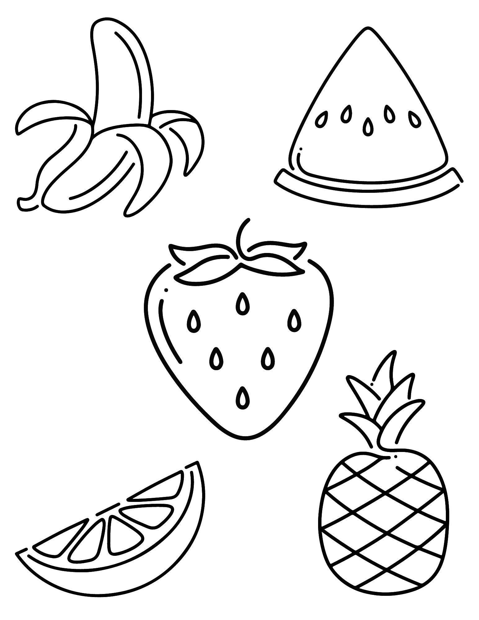 Free Printable Food Fruits Coloring Page for Adults and Kids