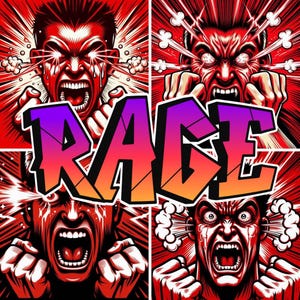 RAGE Twitch Emote – PNG Download in 3 Sizes – Angry Emote for Streamers & Discord