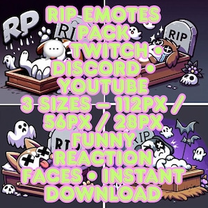 RIP Emotes for Twitch  & Discord - Funny Reaction Emoji - Digital Download