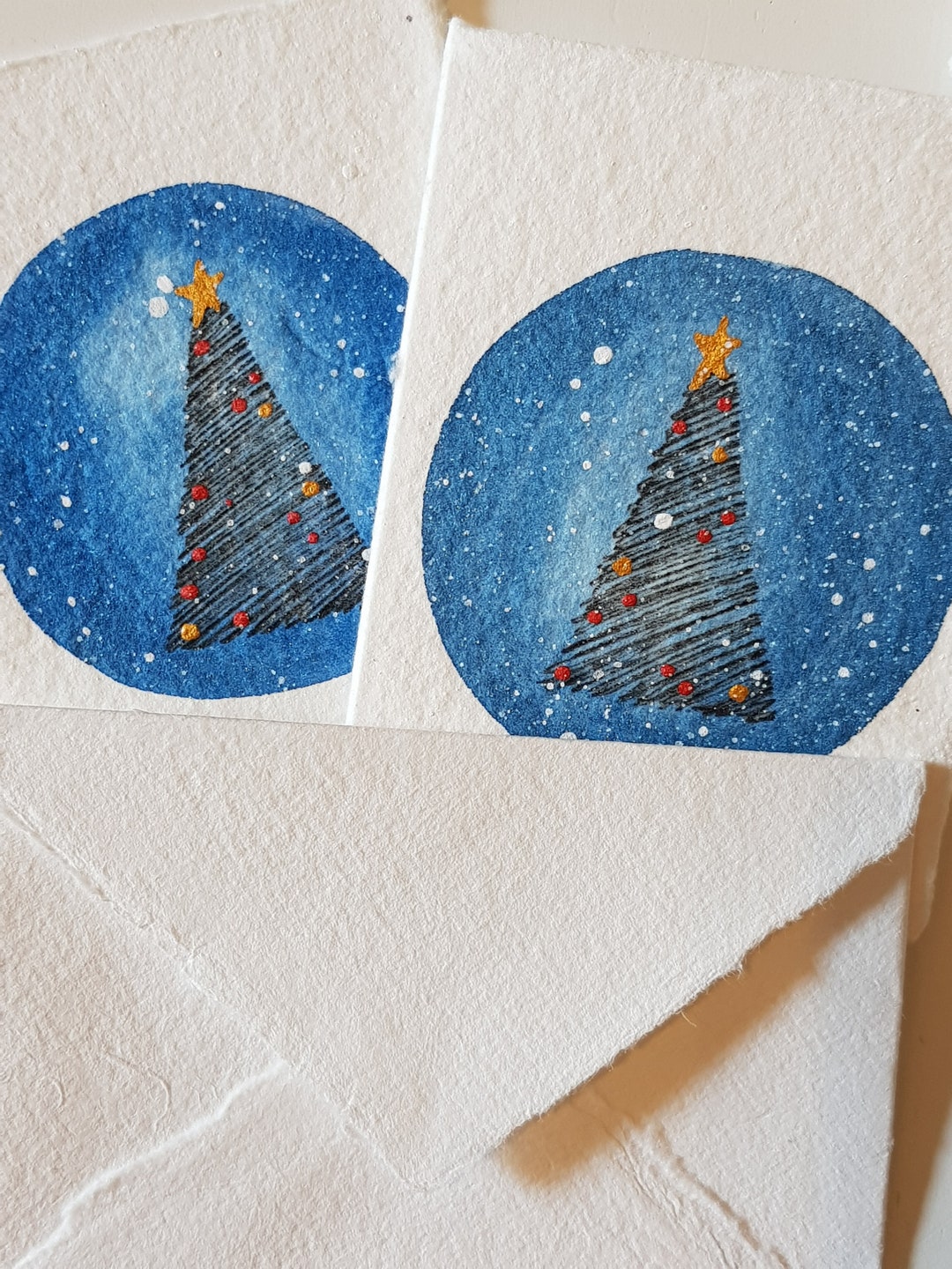 Set of 5 Hand-drawn Greeting Cards With Envelope Recycled - Etsy