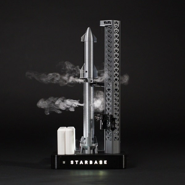 3D Printed Venting Starship Rocket - A desktop model of Spacex's Starbase that actually vents and lights up!