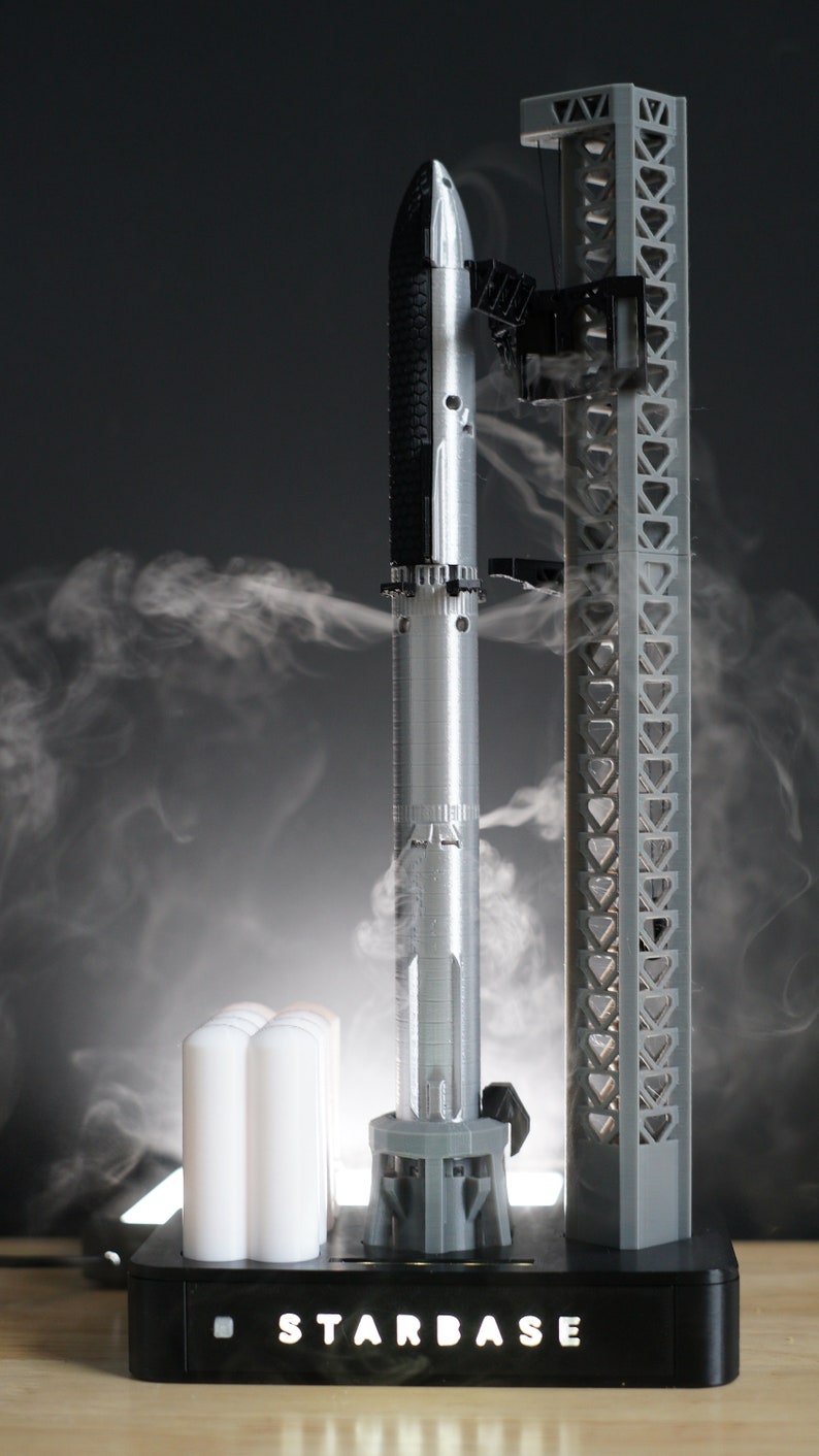 3D Printed Venting Starship Rocket - A desktop model of Spacex's Starbase that actually vents and lights up! image 2