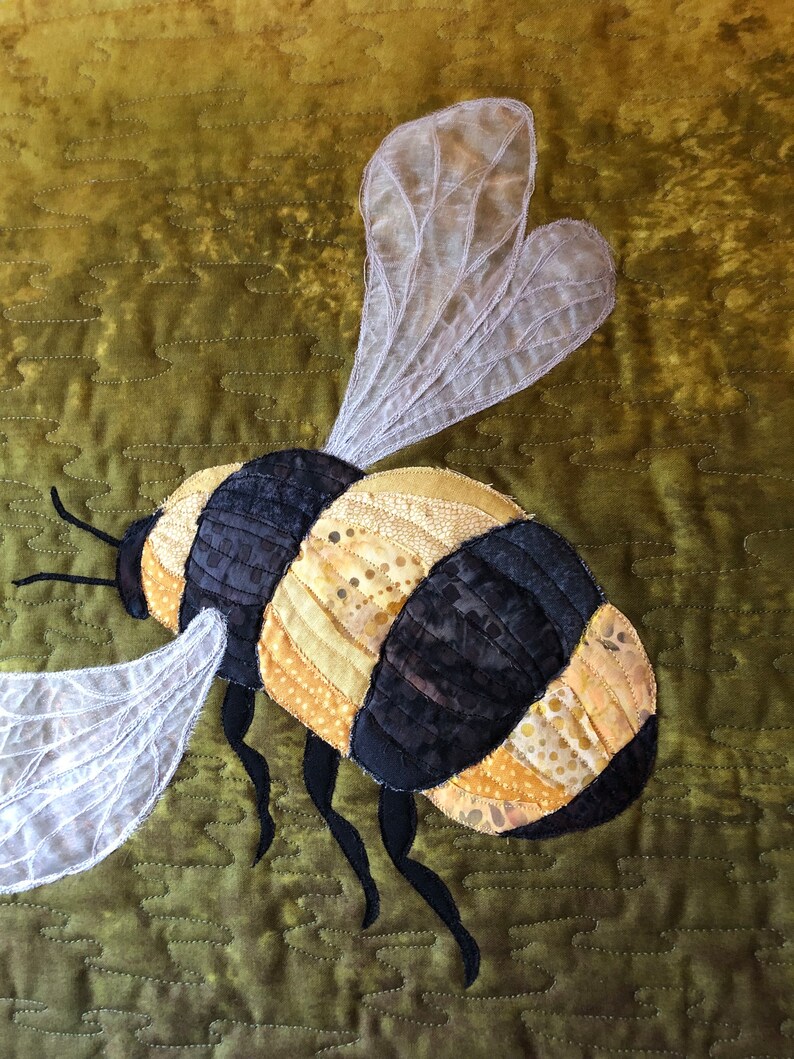 Honey Bee Quilt Pattern PDF Fabric Collage Applique Etsy