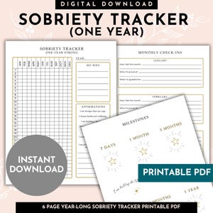 Sobriety Tracker PDF Printable