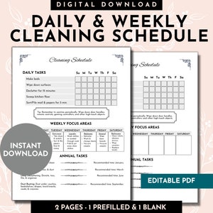 Cleaning Checklist Editable PDF Printable